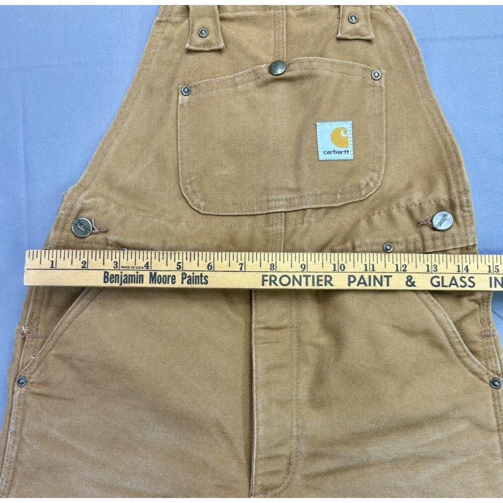 Vintage Carhartt Boys Overalls Large Quilted Lined Double Knee Brown - Picture 3 of 9